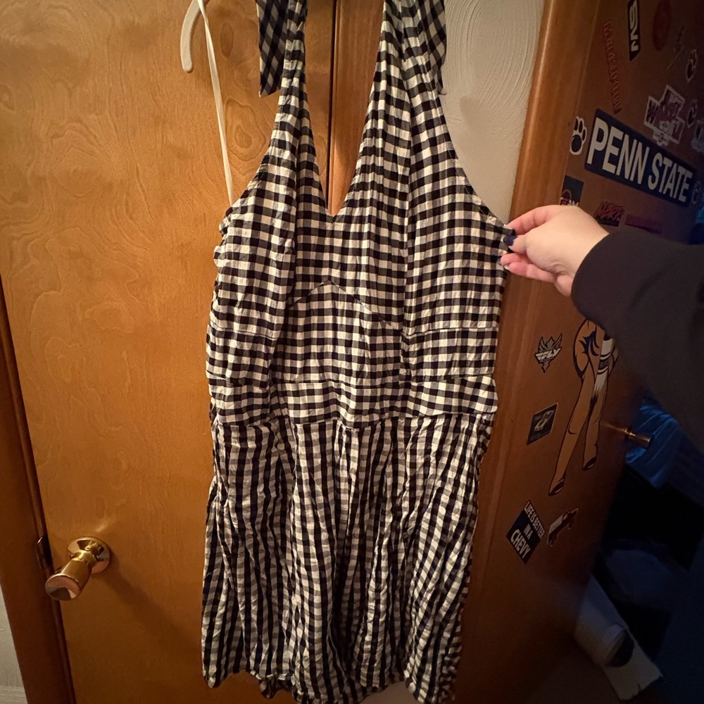 Torrid Size 20 Retro Chic Black and White Gingham Halter Romper - Picture 5 of 6